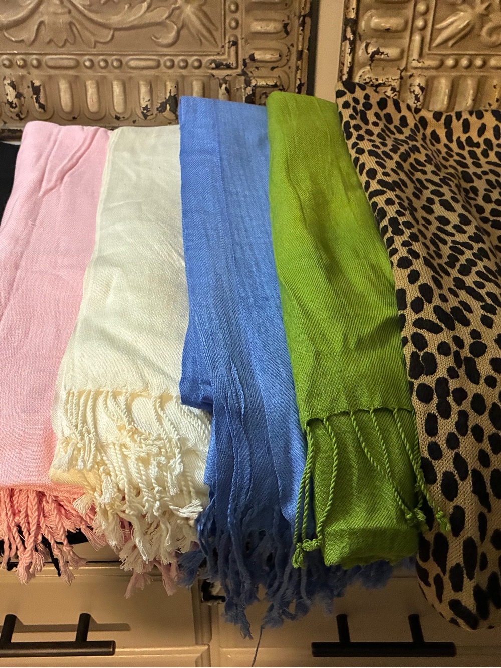 Womens Lightweight Scarf Set - Black, Pink, Cream, Blue, Green, Leopard